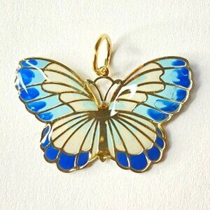 10K Gold Butterfly Enamel Charm Pendant